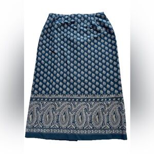 JM collection petite 12 back zip‎ black & beige paisley skirt ladies size 12 Y2K